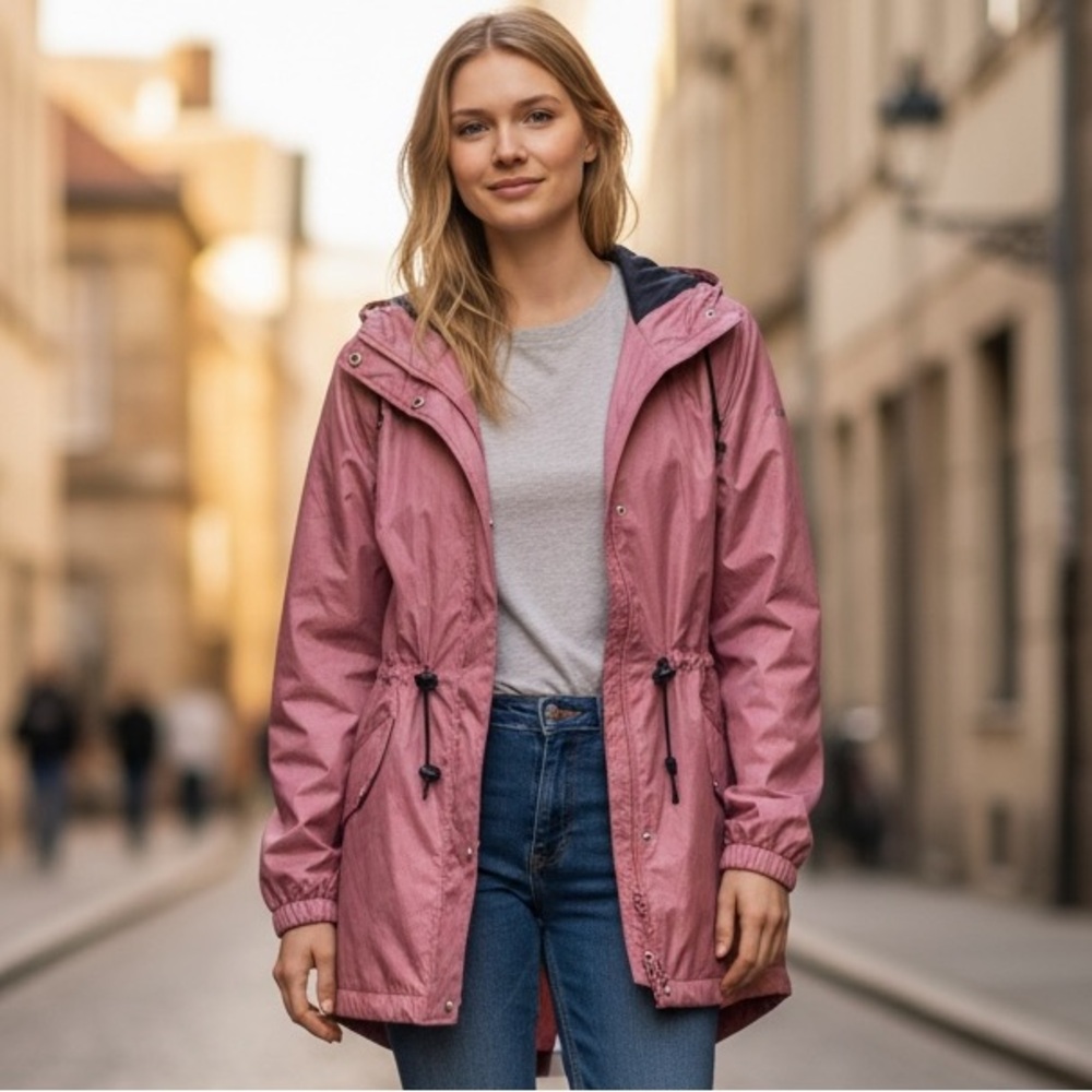 Trespass Niggle Dusty Pink Waterproof Hooded Raincoat - Size M (NWOT)